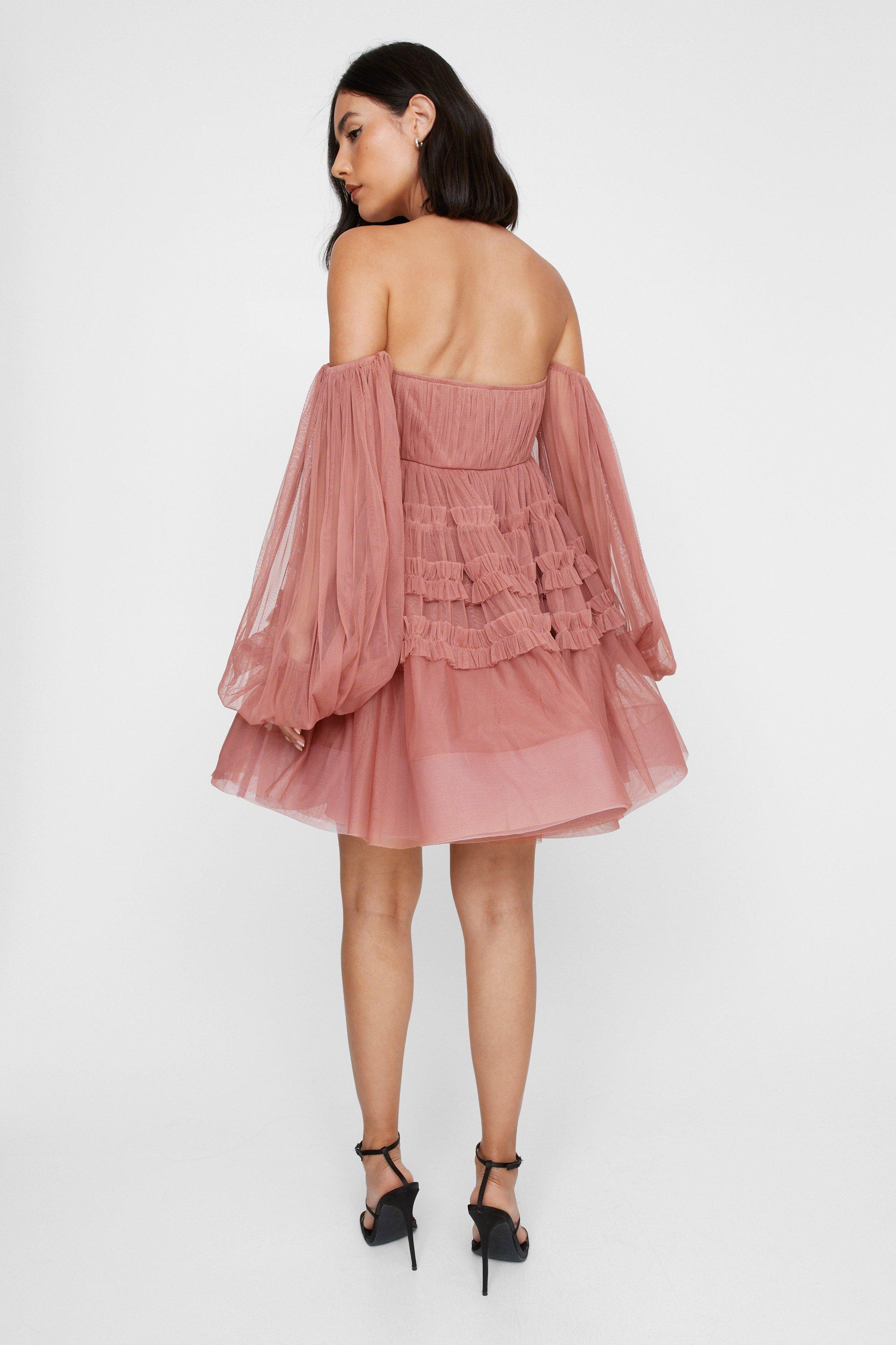 Tulle Bandeau Ruffle Skater Mini Dress Nasty Gal